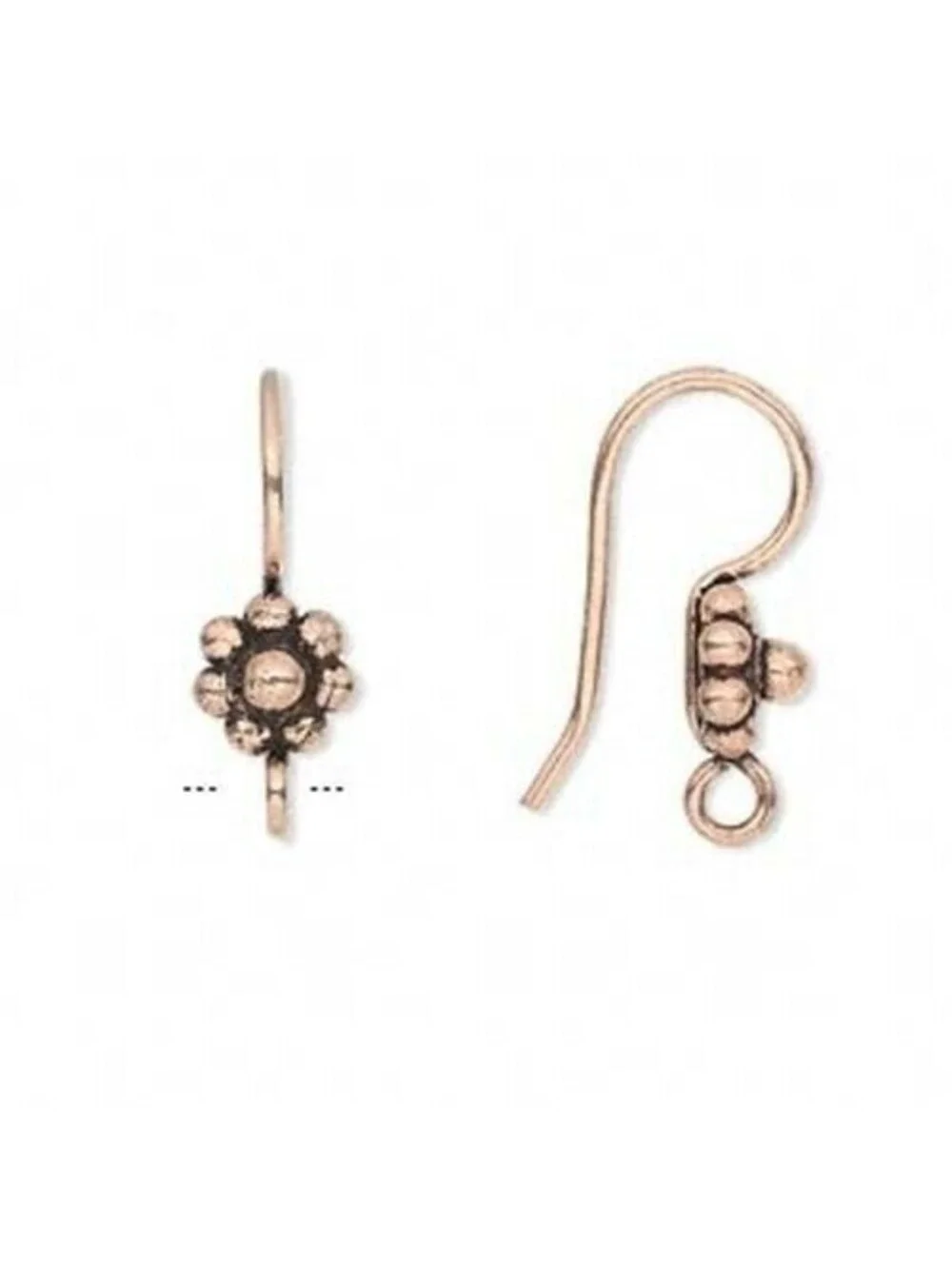 Antiqued Solid India Copper Bali Style Ear Hooks Earring Findings 10 pcs